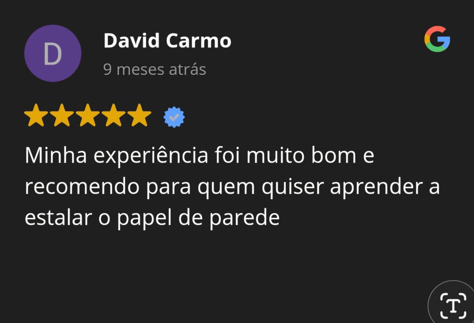 Curso de Instalação de Papel de parede Depoimento Aluno David Carmo
